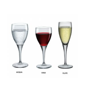Set 3 Bicchieri Fiore Calice Bormioli Rocco Vetro Trasparente Acqua – Vino – Flute