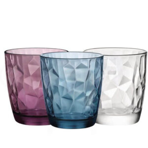 Bicchiere Diamond Bormioli cl 30 Set 3 Bicchieri Vetro Colorato e Trasparente