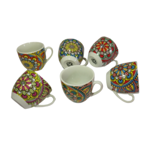 Set 6 Tazzine Porcellana cl 9 Decorata Tazza da Caffè