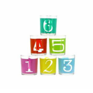 Bicchiere Linda Cerve Numeri Colorati cl 22 Vetro Acqua