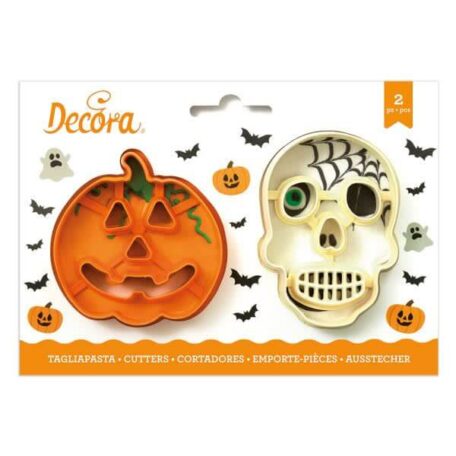 Tagliapasta Teschio e Zucca Decora Tagliabiscotti Halloween Plastica Taglia biscotti pasta