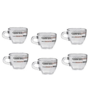 Tazzina Caffe' Brazil Writings Cerve 7,5cl Set 6 Tazze Caffè Vetro Temperato