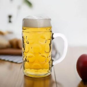 Boccale Birra Don 1 Litro Borgonovo Brocca Bicchiere con Manico Vetro Trasparente Bar Pub