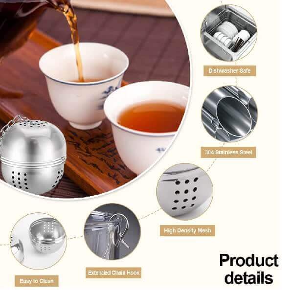 Filtro Tè Grande Hmj Forma Ovetto Te Acciaio Inox Infusore Erbe Odori con catenella Filtro Tè Grande Hmj Forma Ovetto Te Acciaio Inox Infusore Erbe Odori con catenella