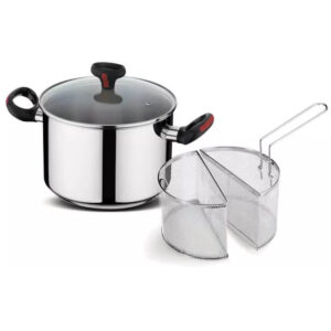 Pentola Multipasta Lagostina 2 Scomparti cm 22 Acciaio Inox coperchio vetro