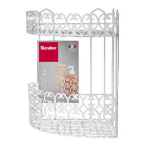 Angoliera Florenz 2 Ripiani Metaltex Mensola angolare Ferro Rivestito Plastica Bianco