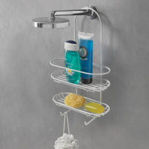 Mensola Doccia Ellipse 2 Ripiani Metaltex Supporto Ferro Rivestito Plastica Bianco ripiano bagno portaspugne