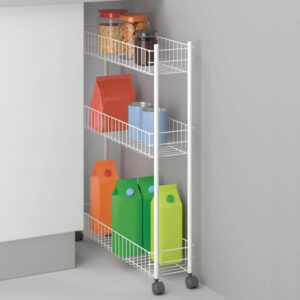 Scaffaletto ExtraSlim Metaltex Carrello 3 Mensole Ferro Rivestito Plastica Bianco Portafrutta Porta detersivo