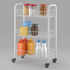 Scaffaletto Siena Metaltex Carrello 3 Mensole Ferro Rivestito Plastica Bianco Portafrutta compatto cucina bagno