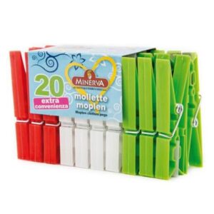 Set 20 Mollette Minerva Plastica Colorate Pinze per Bucato Stendi Panni