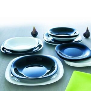 Servizio Piatti Carine Luminarc Black&White Quadrato Set 19 Piatto Vetro Opale tavola infrangibile bianco e nero