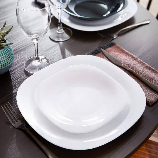 Servizio Piatti Carine Luminarc White Quadrato Set 18 Piatto Vetro Opale infrangibile leggero tavola bianco Servizio Piatti Carine Luminarc White Quadrato Set 18 Piatto Vetro Opale infrangibile leggero tavola bianco