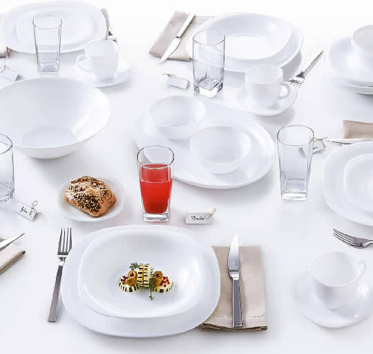 Servizio Piatti Carine Luminarc White Quadrato Set 18 Piatto Vetro Opale infrangibile leggero tavola bianco Servizio Piatti Carine Luminarc White Quadrato Set 18 Piatto Vetro Opale infrangibile leggero tavola bianco