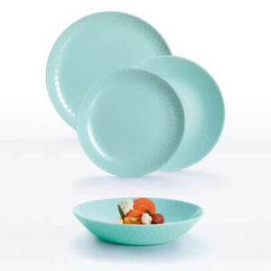 Servizio Piatti Pampille Turquoise Luminarc Set 18 Piatto Vetro Infrangibile Opale turchese microonde lavastoviglie tavola