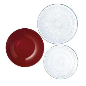 Servizio Piatti Temptation Luminarc Set 18 Piatto Vetro Infrangibile Opale tavola rosso