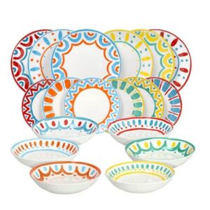 Servizio Piatti Tognana Madison Vietri Piatto Porcellana Tavola 18 Pezzi Eleganti Chic Colorati multi color