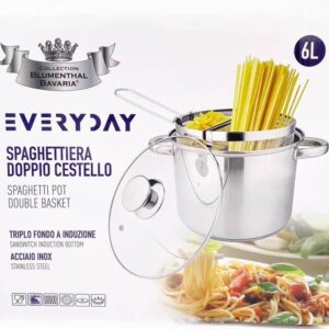 Pastaiola 2 Scomparti EveryDay Blumenthal Bavaria Pentola Pasta Colapasta casseruola acciaio inox coperchio