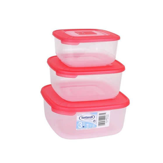 Tris Contenitori Frigo Box Quadrati Tontarelli Contenitore Plastica congelatore forno micrroonde Tris Contenitori Frigo Box Quadrati Tontarelli Contenitore Plastica congelatore forno micrroonde