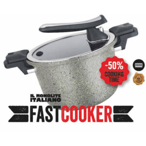Pentola Fast Cooker Flonal 24cm Casseruola Bassa Pressione Alluminio Antiaderente pressofuso cottura veloce