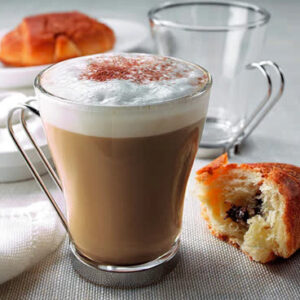 Tazza Oslo 22cl Bormioli Set 3 Tazze Cappuccino Vetro Trasparente Manico Acciaio bar latte