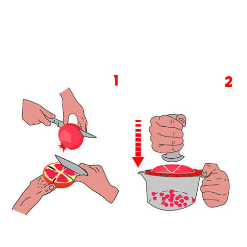 Sgrana Melograno Melosgrano Rigamonti Plastica con recipiente e pestello Sgrana Melograno Melosgrano Rigamonti Plastica con recipiente e pestello