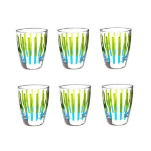 Bicchiere Domino Verde-Azzurro Cerve cl 30 Set 6 Bicchieri Vetro Colorato Acqua Vino