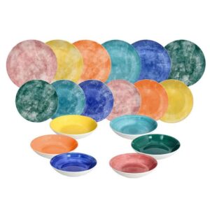 Servizio Piatti Tognana Madison Fiesta Set 18 Piatto Porcellana colorata Tavola Fondo Piano Frutta