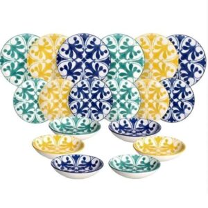 Servizio Piatti Tognana Madison Majolica Set 18 Piatto Porcellana Tavola Fondo Piano Frutta colorato