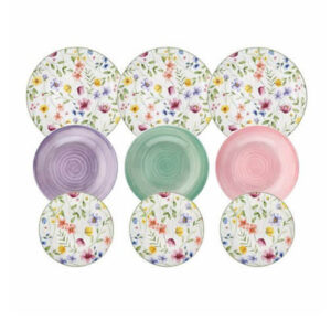 Servizio Piatti Tognana Madison Petals Piatto Porcellana Tavola 18 Pezzi Piano Fondo Frutta colorato floreale