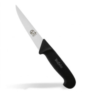 Coltello Scanno Costa Dritta Bufalo Professionale Manico Nero Plastica Varie Misure